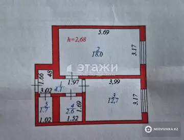 1-комнатная квартира, этаж 3 из 5, 40 м²