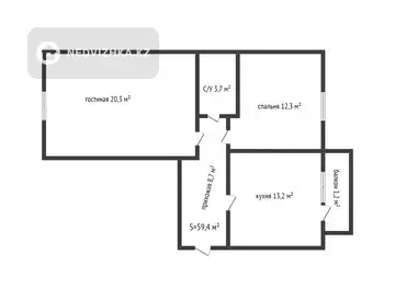 60 м², 2-комнатная квартира, этаж 3 из 3, 60 м², изображение - 6