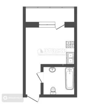 23 м², 1-комнатная квартира, этаж 4 из 4, 23 м², изображение - 10