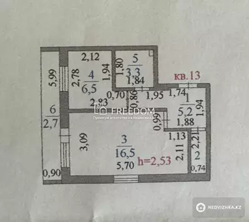 1-комнатная квартира, этаж 5 из 5, 36 м²