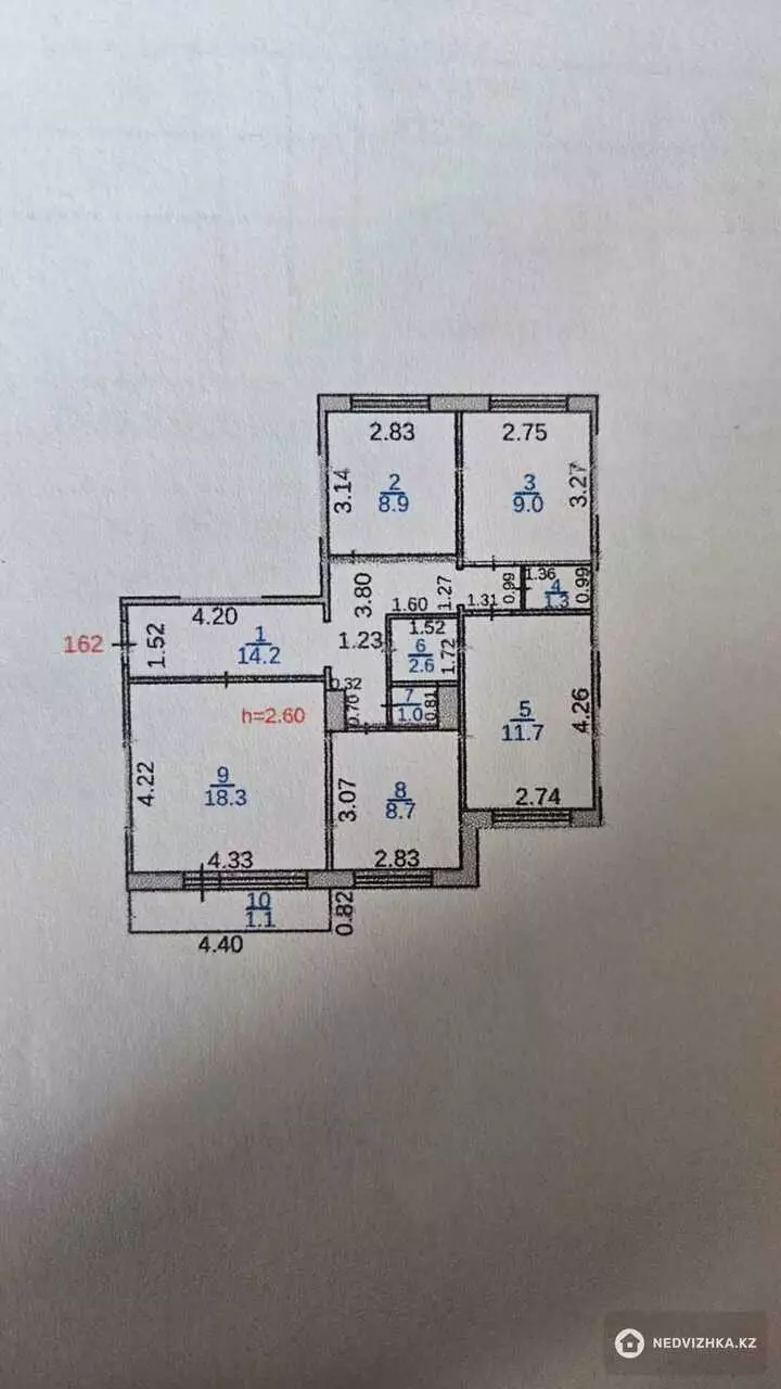 76.8 м², 4-комнатная квартира, этаж 9 из 9, 77 м², изображение - 1