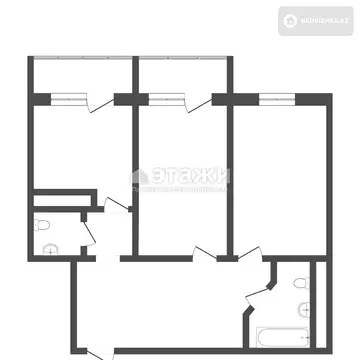 69.4 м², 2-комнатная квартира, этаж 4 из 5, 69 м², изображение - 3