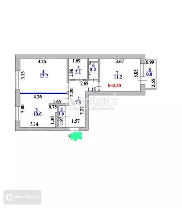 52 м², 2-комнатная квартира, этаж 4 из 5, 52 м², изображение - 9