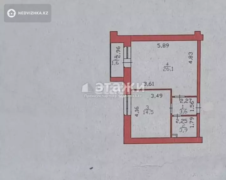 49.7 м², 1-комнатная квартира, этаж 6 из 12, 50 м², изображение - 1