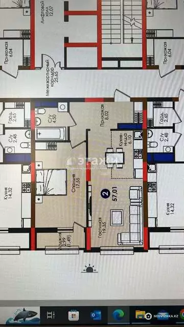 57 м², 2-комнатная квартира, этаж 5 из 16, 57 м², изображение - 15