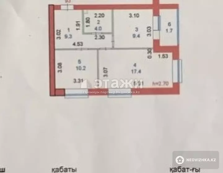 52 м², 2-комнатная квартира, этаж 2 из 12, 52 м², изображение - 1