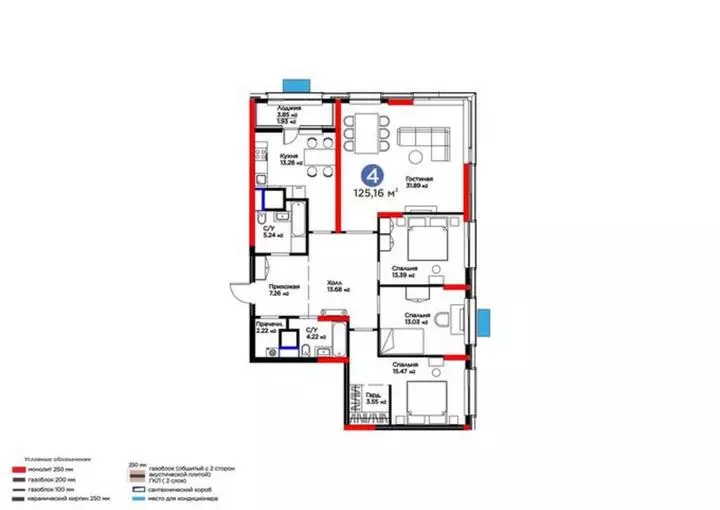 125.16 м², 4-комнатная квартира, этаж 14 из 20, 125 м², изображение - 1