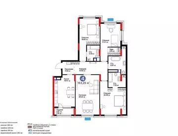 4-комнатная квартира, этаж 3 из 20, 153 м²