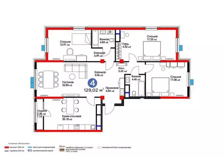 129.03 м², 4-комнатная квартира, этаж 15 из 16, 129 м², изображение - 1