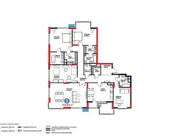 5-комнатная квартира, этаж 10, 215 м²