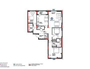 4-комнатная квартира, этаж 2, 137 м²