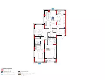 3-комнатная квартира, этаж 2, 105 м²