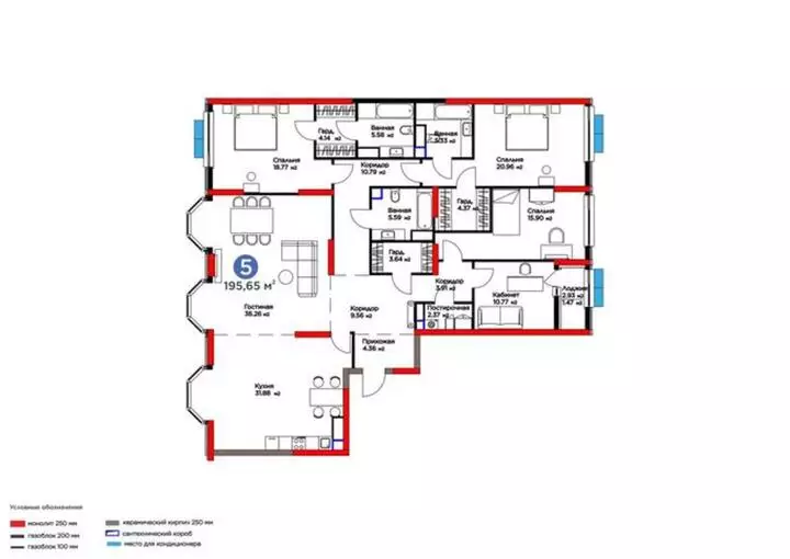 195.65 м², 5-комнатная квартира, этаж 6, 196 м², изображение - 1