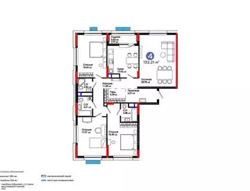 4-комнатная квартира, этаж 8 из 9, 132 м²