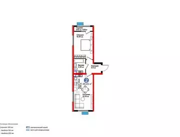 2-комнатная квартира, этаж 16 из 16, 45 м²