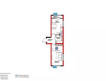 1-комнатная квартира, этаж 4 из 16, 46 м²