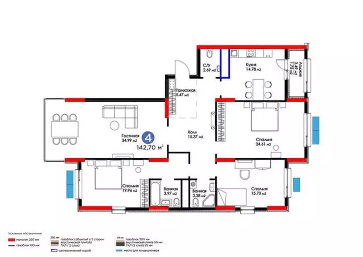 142.7 м², 4-комнатная квартира, этаж 13 из 21, 143 м², изображение - 1