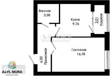 37.6 м², 1-комнатная квартира, этаж 4 из 9, 38 м², изображение - 25