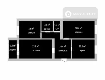 3-комнатная квартира, этаж 1 из 6, 60 м²