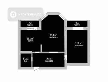 2-комнатная квартира, этаж 9 из 9, 81 м²