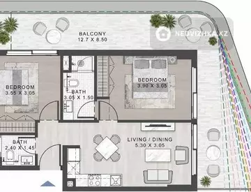 49 м², 2-комнатная квартира, этаж 8 из 18, 49 м², изображение - 21