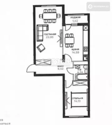 68 м², 2-комнатная квартира, этаж 8 из 12, 68 м², изображение - 20