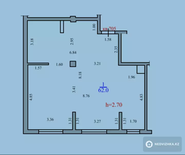 62 м², 2-комнатная квартира, этаж 6 из 11, 62 м², изображение - 1