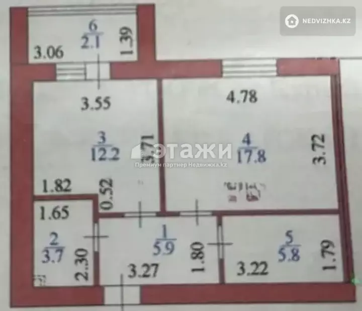 47.5 м², 1-комнатная квартира, этаж 12 из 12, 48 м², изображение - 1