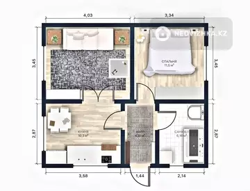 2-комнатный дом, 7.5 соток, 46 м²