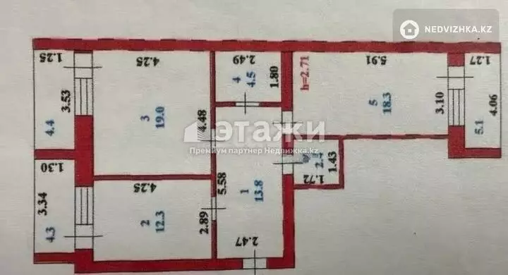 70 м², 2-комнатная квартира, этаж 9 из 10, 70 м², изображение - 1