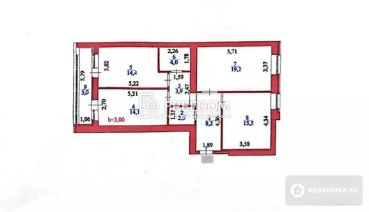 84.8 м², 3-комнатная квартира, этаж 4 из 10, 85 м², изображение - 1