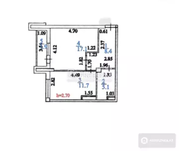 1-комнатная квартира, этаж 10 из 12, 44 м²