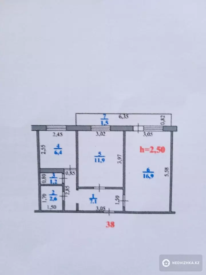 47 м², 2-комнатная квартира, этаж 3 из 5, 47 м², изображение - 1