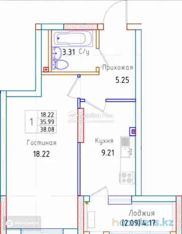 38 м², 1-комнатная квартира, этаж 2 из 12, 38 м², изображение - 12