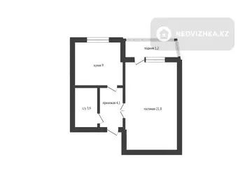 40 м², 1-комнатная квартира, этаж 1 из 9, 40 м², изображение - 13