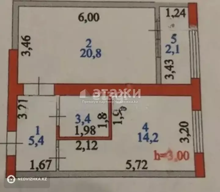 45 м², 2-комнатная квартира, этаж 6 из 9, 45 м², изображение - 1