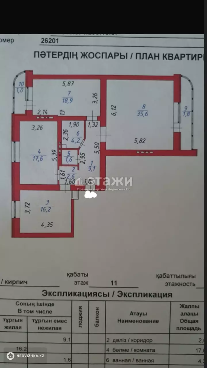 108.6 м², 3-комнатная квартира, этаж 11 из 12, 109 м², изображение - 1