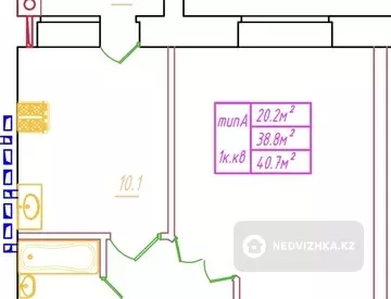 40.7 м², 1-комнатная квартира, этаж 2 из 5, 41 м², изображение - 0