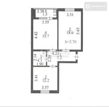 2-комнатная квартира, этаж 3 из 5, 62 м²