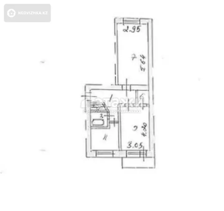 47.6 м², 2-комнатная квартира, этаж 5 из 5, 48 м², изображение - 1