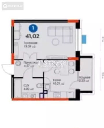 41 м², 1-комнатная квартира, этаж 2 из 8, 41 м², изображение - 3