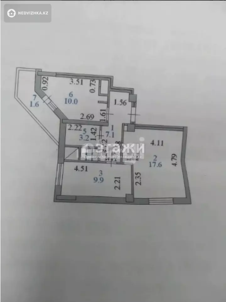 52 м², 1-комнатная квартира, этаж 1 из 15, 52 м², изображение - 1