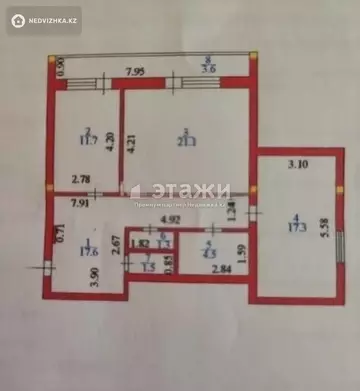 78.6 м², 2-комнатная квартира, этаж 3 из 5, 79 м², изображение - 10