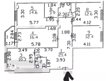 100 м², 4-комнатная квартира, этаж 1 из 9, 100 м², изображение - 32