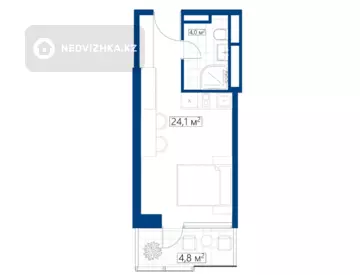 1-комнатная квартира, этаж 9 из 40, 29 м²