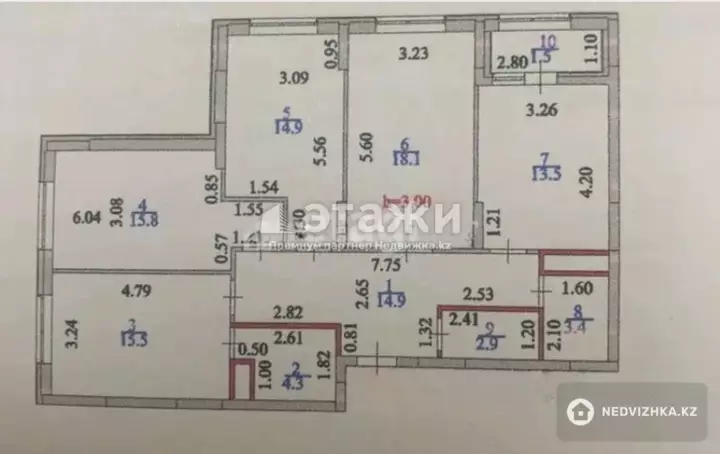 104.8 м², 4-комнатная квартира, этаж 3 из 6, 105 м², изображение - 1