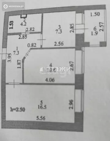 2-комнатная квартира, этаж 1 из 5, 48 м²