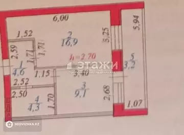 43.2 м², 1-комнатная квартира, этаж 13 из 13, 43 м², изображение - 2