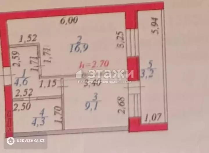 43.2 м², 1-комнатная квартира, этаж 13 из 13, 43 м², изображение - 1