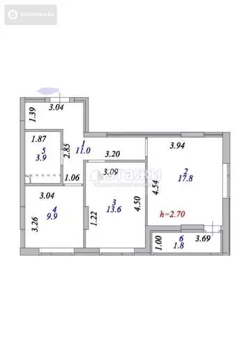 58 м², 2-комнатная квартира, этаж 4 из 12, 58 м², изображение - 6